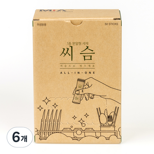 씨슴 식기세척기용 분말 세제, 500g, 6개