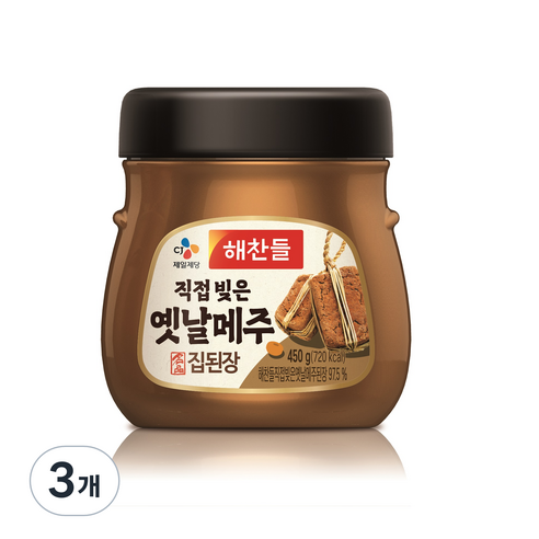 해찬들 100% 옛날 메주 집된장, 450g, 3개