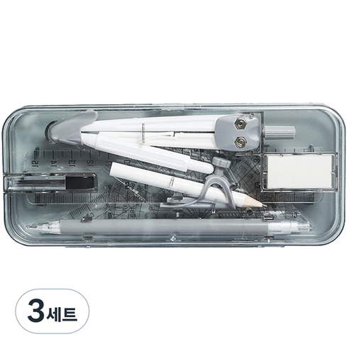 유로엔젤 제도용 캠퍼스 룰러 9종 + 필통 세트, 블랙, 3세트