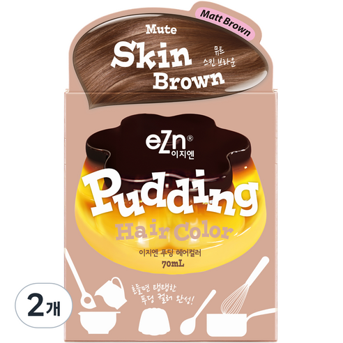 eZn 푸딩 헤어컬러 염모제 70ml, 뮤트 스킨 브라운, 2개