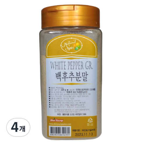 내츄럴스파이스 백후추분말, 220g, 4개