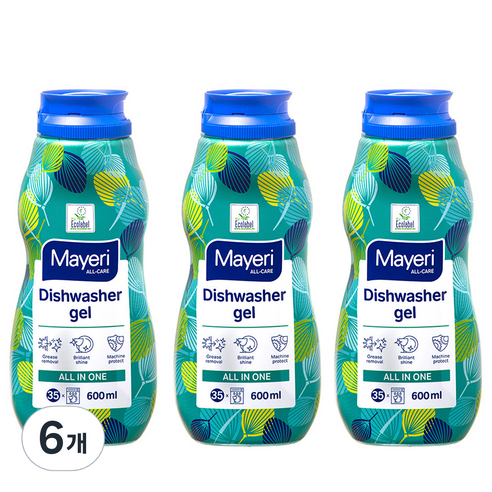마이에리 올케어 식기 세척기 겔 세제 올인원, 600ml, 6개