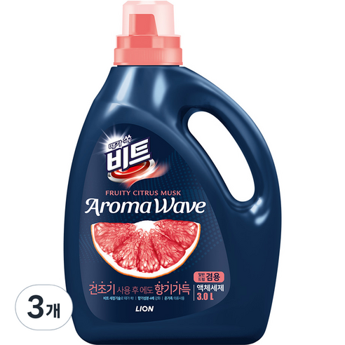 비트 아로마 웨이브 향기나는 액상세제 시트러스 겸용 본품, 3L, 3개