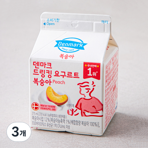 덴마크 드링킹 요구르트 복숭아, 275ml, 1개입, 3개