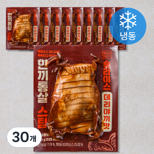 한끼통살 스팀 슬라이스 데리야끼맛 닭가슴살 (냉동), 100g, 1개입, 30개