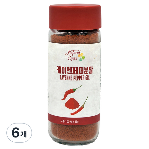 내츄럴스파이스 케이앤페퍼분말, 55g, 6개