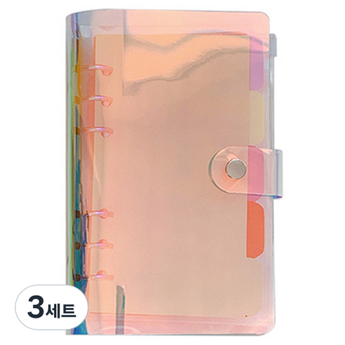 코히모 홀로그램 현금 바인더 6공 다이어리 생활비 저축 지갑 세트 4W095, 3세트, 혼합색상