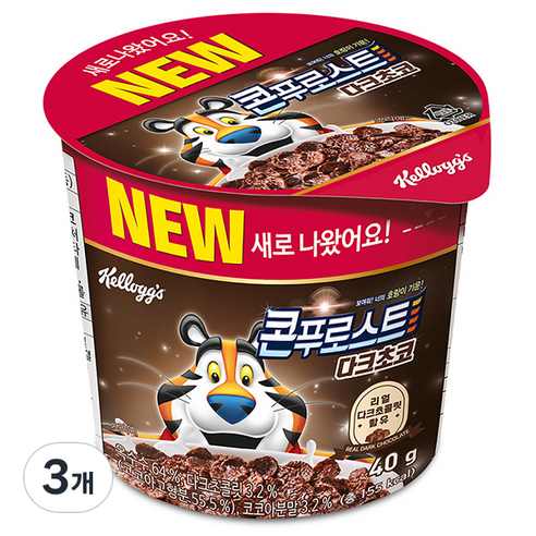 콘푸로스트 다크초코 컵 시리얼, 40g, 3개