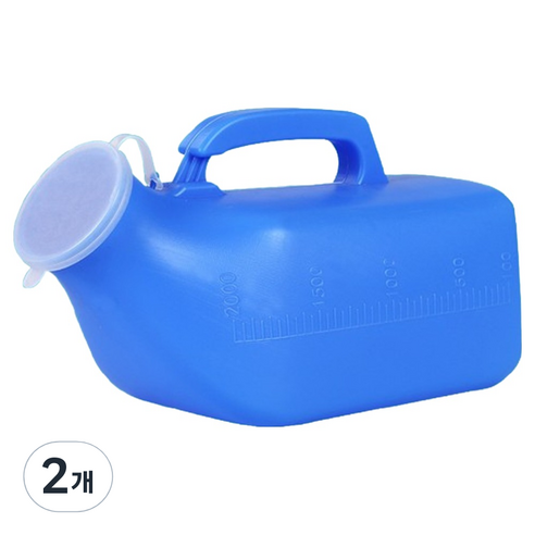 파인에코 남자 이동식 휴대용 소변통 대 2000ml, 블루, 2개