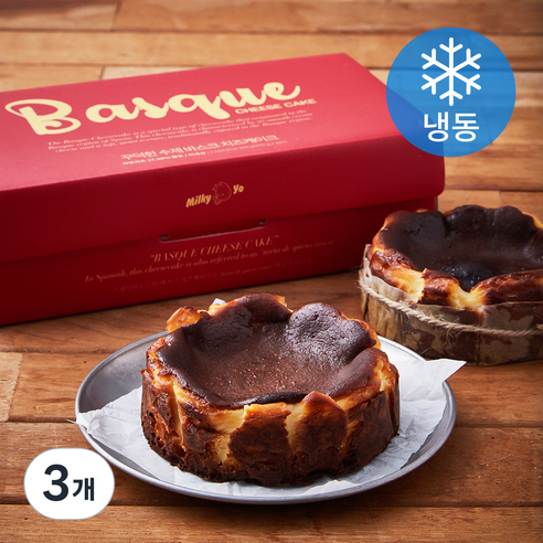 밀키요 꾸덕한 수제 바스크 치즈케이크 2개입 (냉동), 300g, 3개