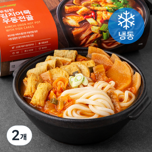 프레시지 푸짐한 김치어묵 우동전골 밀키트 (냉동), 1.49kg, 2개