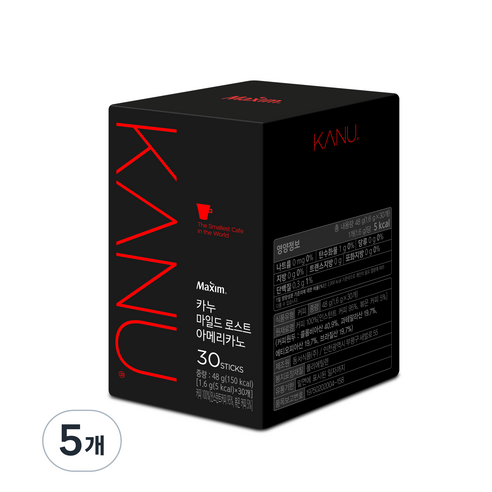 맥심 카누 마일드 로스트 아메리카노, 1.6g, 30개입, 5개