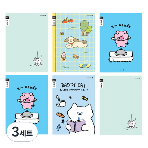 모닝글로리 채움노트 초등 3-6 알림장 좁은칸 4종 + 랜덤발송 2p 세트 A, 구석 냥, 멍멍 데이, 식사준비, 아빠 냥, 3세트