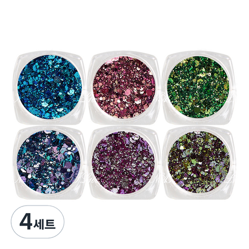 메이브라운 네일 글리터 파우더 6종 세트, 샤이닝, 4세트