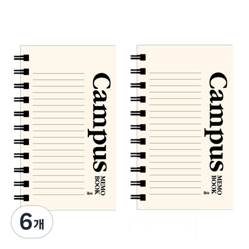 아이비스 두꺼운 좌철수첩 캠퍼스 12682 80매, 아이보리, 6개