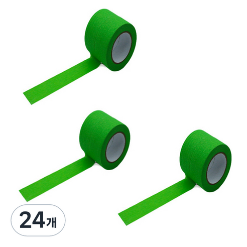만들하비 컬러 종이 마스킹 테이프 1.5cm x 13m, 그린, 24개