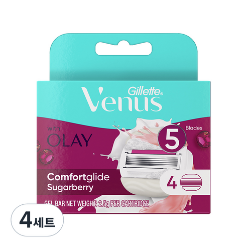 질레트 비너스 올레이 슈가베리 면도날, 4개입, 4개