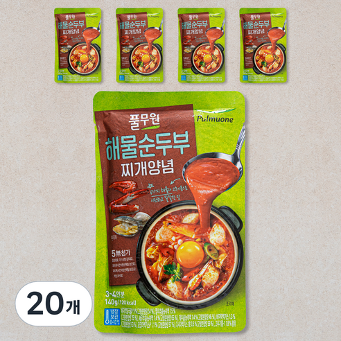 풀무원 해물순두부 찌개양념 3~4인분, 140g, 20개