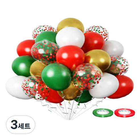 만들하비 컨페티 풍선 30p 세트, 그린레드(랜덤발송), 3세트