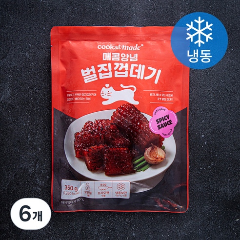 쿠캣 매콤양념 벌집 껍데기 (냉동), 350g, 6개