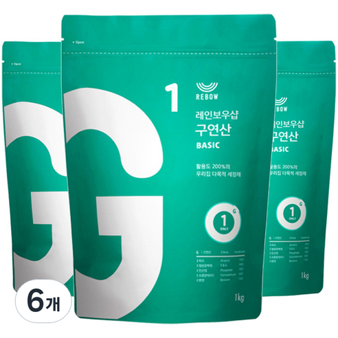 레인보우샵 구연산 베이직 소독 세정제, 1kg, 6개