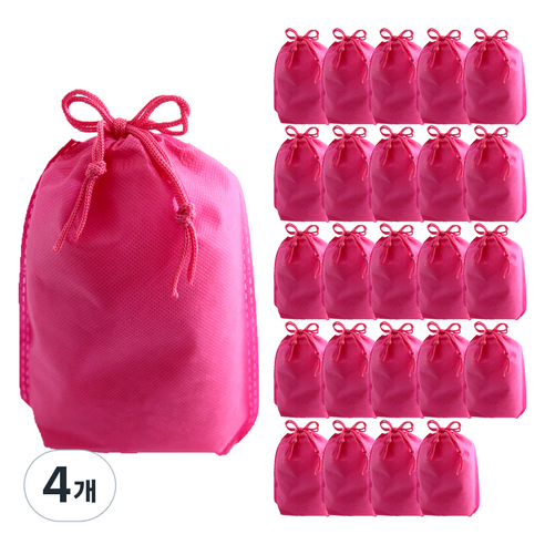 부직포 복주머니 더스트백 30 x 39 cm 25p, 핫핑크, 4개