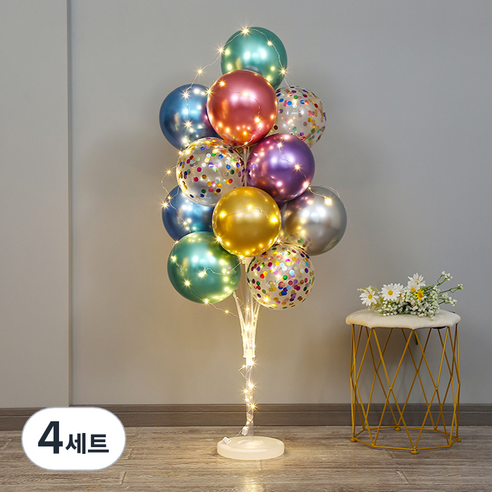 라이트 풍선 기둥 메탈, 혼합색상, 4세트