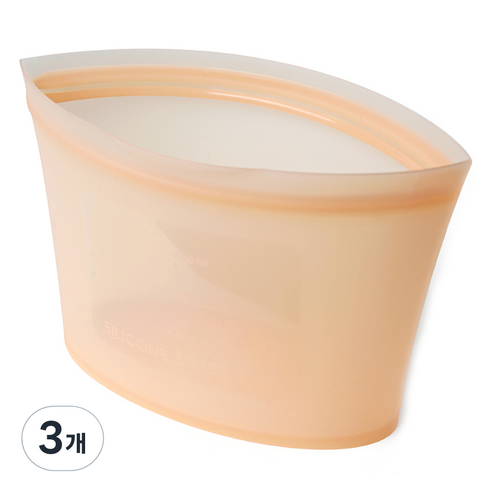 실리가든 실리콘 지퍼백 소형 500ml, 피치오렌지, 3개