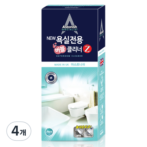 아스토니쉬 뉴 욕실 전용 버블 클리너 Z, 750ml, 4개