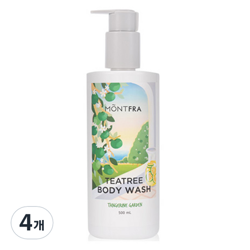 몽프라 약산성 티트리 바디워시 탠저린가든, 500ml, 4개