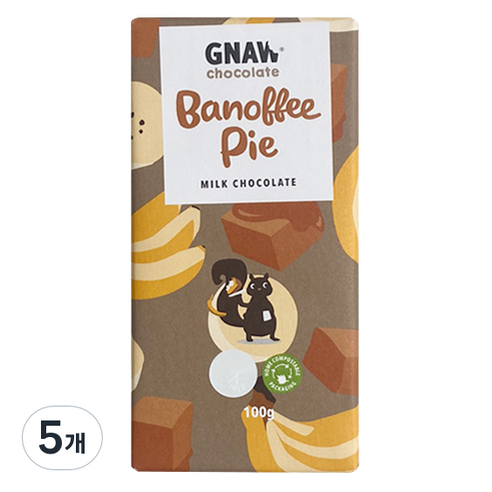 GNAW 밀크 초콜릿 바노피 파이 바, 100g, 5개