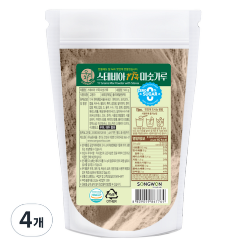 우리차 스테비아 17곡 미숫가루, 4개, 500g