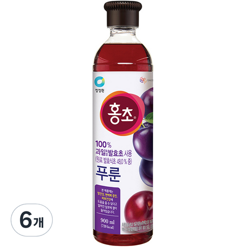 청정원 홍초 푸룬 식초, 900ml, 6개