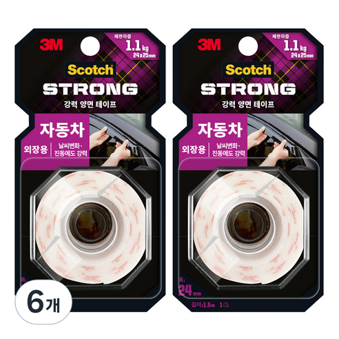 스카치 자동차 외장용 폼 양면 테이프 회색 24mm x 1.5m, 6개