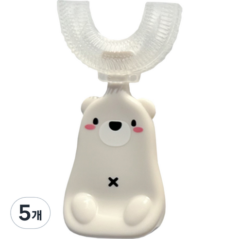 나와아기 유아용 U자형 실리콘 칫솔, 그레이 곰, 1개입, 5개