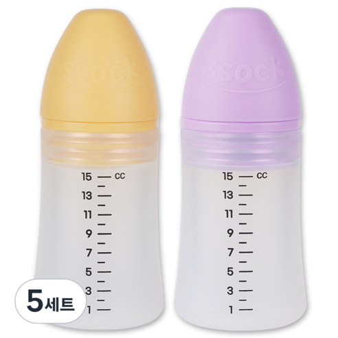 지엠팜 쏘옥 실리콘 투약병 퍼플+옐로우 2종 세트 15ml, 5세트