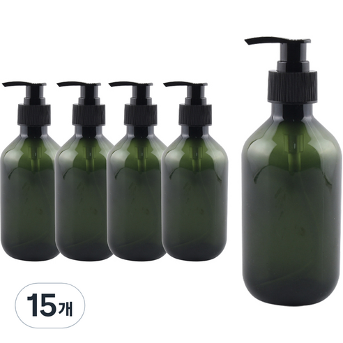 펌프 로션 샴푸 공병 용기 300ml, 녹색(용기), 15개