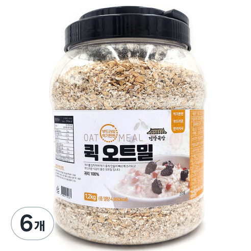 건강곡간 부드러워 먹기편한 퀵 오트밀 통, 1.2kg, 6개