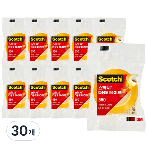 스카치 다용도 리필 셀로판 테이프 550 18mm x 20m, 30개