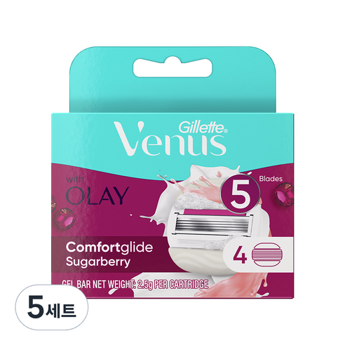 질레트 비너스 올레이 슈가베리 면도날, 4개입, 5개