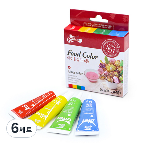 브레드가든 아이싱칼라 4종, 56g, 6세트