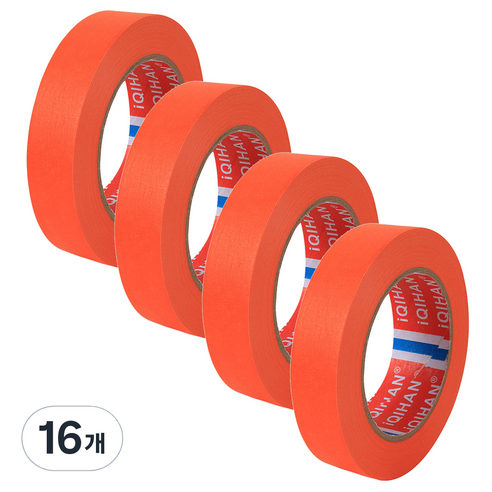 iQIHAN 다다 칼라 마스킹 테이프 20mm x 20m, 주황, 16개