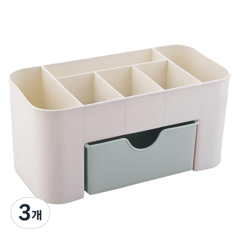 아뚜 다용도 서랍 화장품 책상 수납 정리함, 그린, 3개