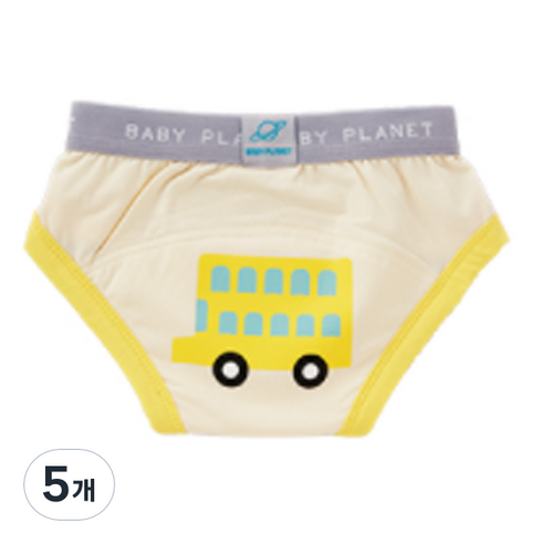 베이비플라넷 밤부 배변훈련팬티 빵빵 스쿨버스, 혼합색상, 5개