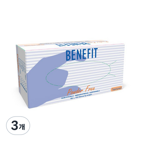 benefit 무분말 라텍스 장갑, 화이트 아이보리, 중(M), 3개
