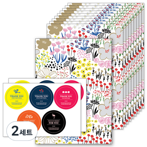앤캐비넷 선물봉투 10p + 스티커 2p 세트, 스프링, 2세트