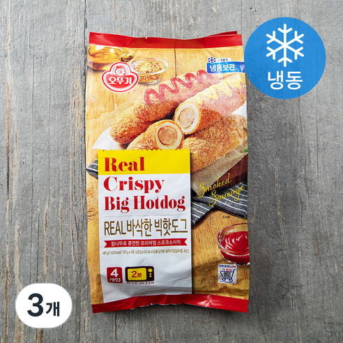 오뚜기 리얼 바삭한 빅핫도그 (냉동), 120g, 4개입, 3개
