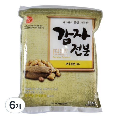 해가원 감자전분 98%, 1kg, 6개