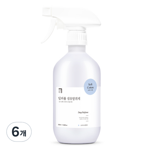 살림백서 딥퍼퓸 섬유탈취제 본품, 500ml, 6개, 소프트코튼