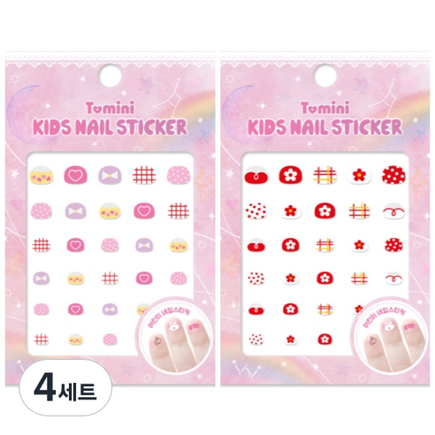 투미니 키즈 네일 스티커 2종 세트, T013, T014, 4세트